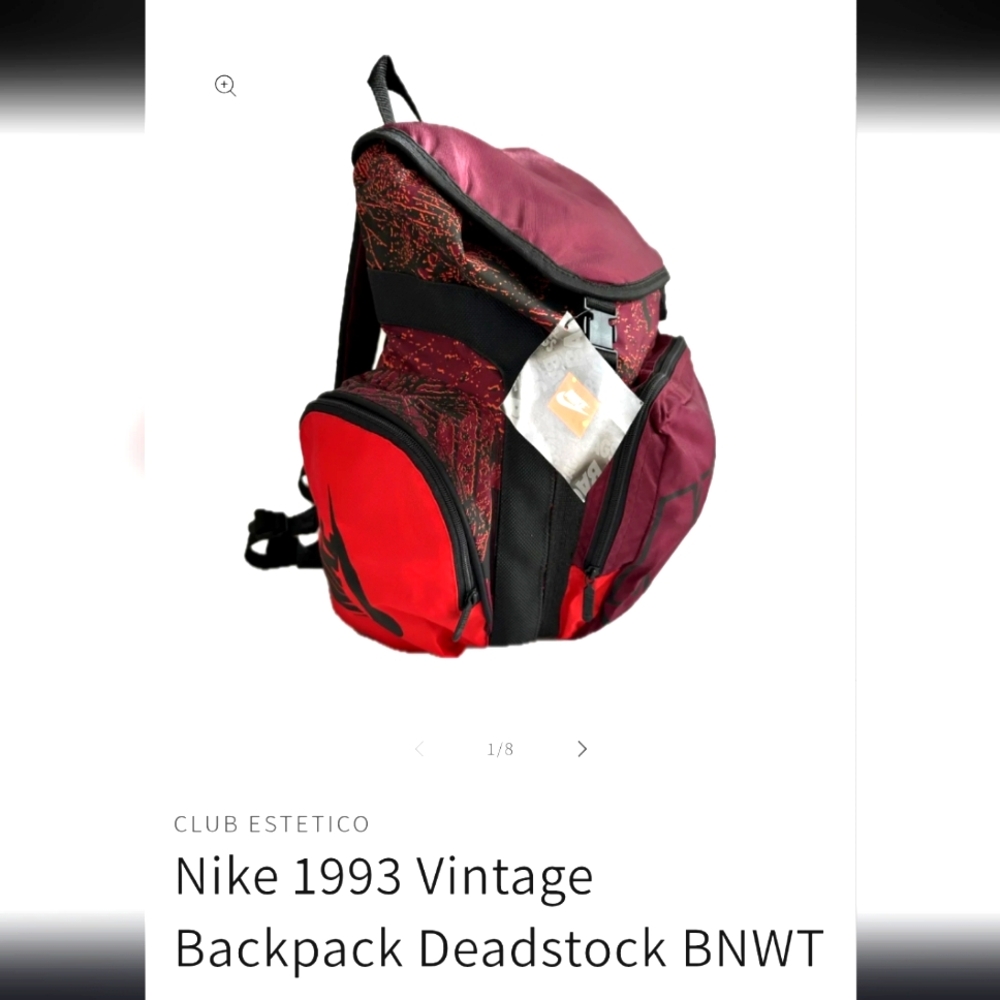 Nike Red and Black Backpack Vintage Design
